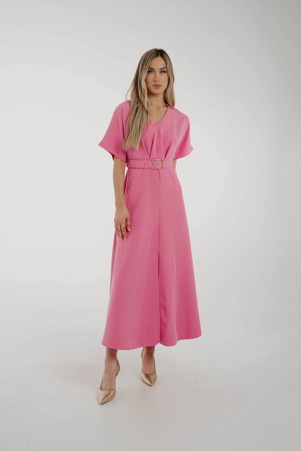 Polly Belted Maxi Dress In Pink