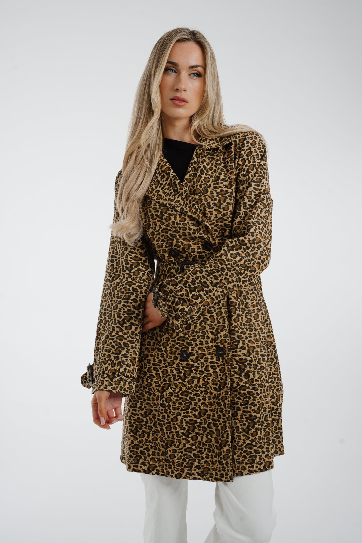 Polly Trench Coat In Leopard Print