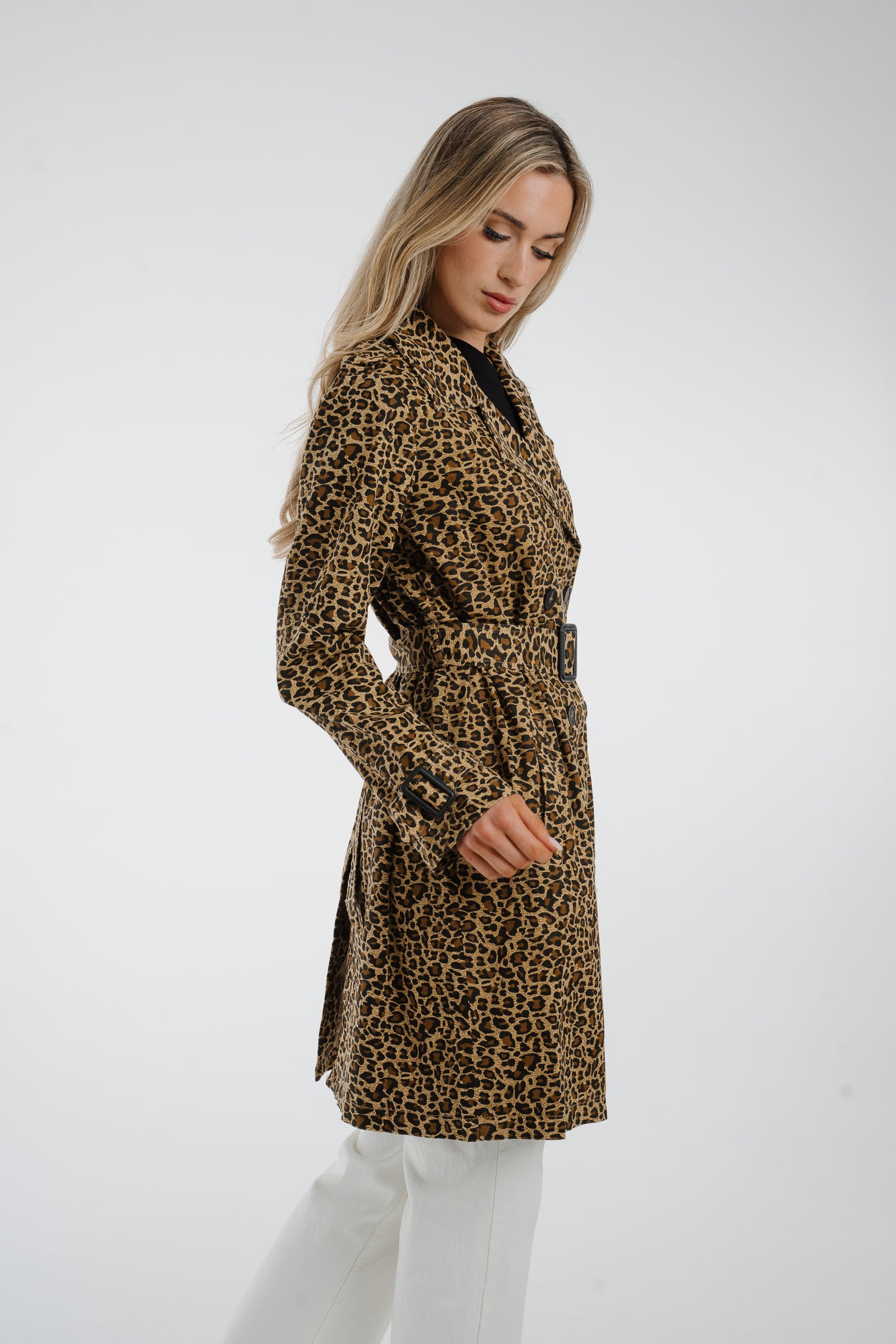 Polly Trench Coat In Leopard Print