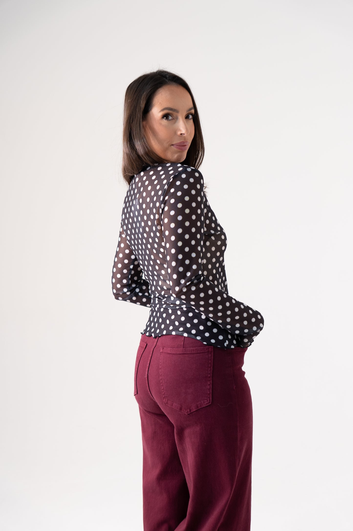 Kendra Polka Dot Top In Black