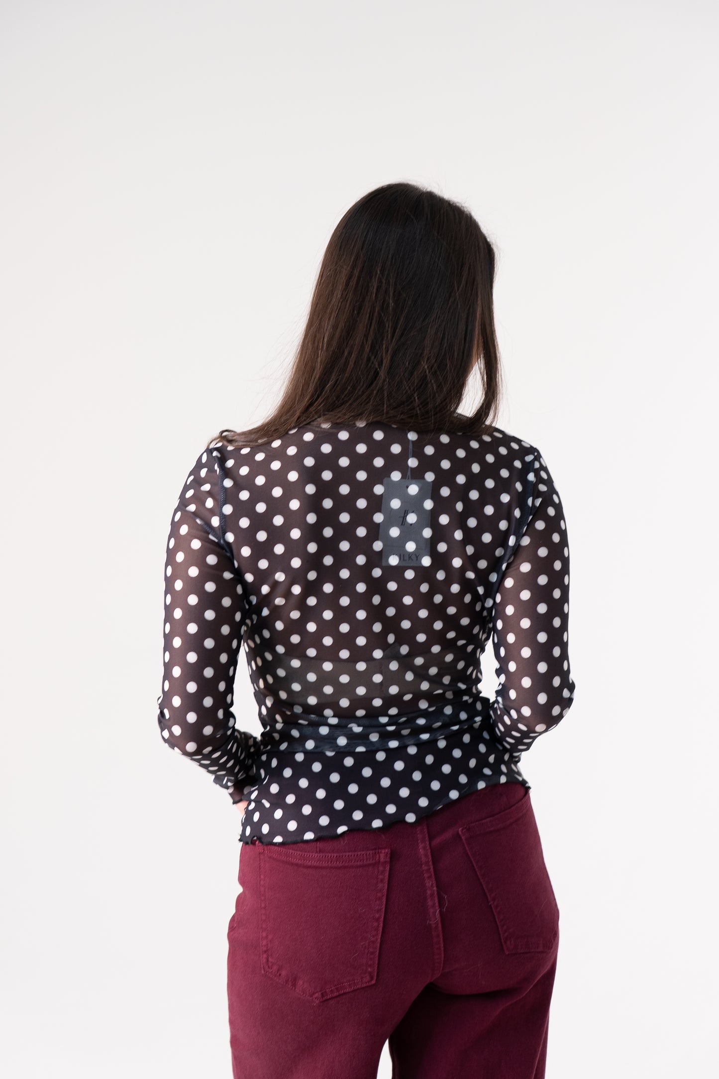 Kendra Polka Dot Top In Black