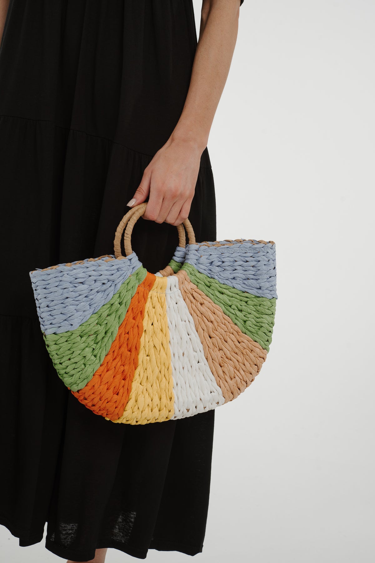 Polly Woven Bag In Green Mix