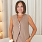 Love Laura Pinstripe Waistcoat In Mocha