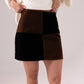 Daisy Faux Suede Quartered Skirt In Black