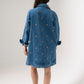 Daisy Floral Denim Shirt Dress In Mid Wash