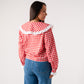 Daisy Frill Collar Gingham Shirt In Red
