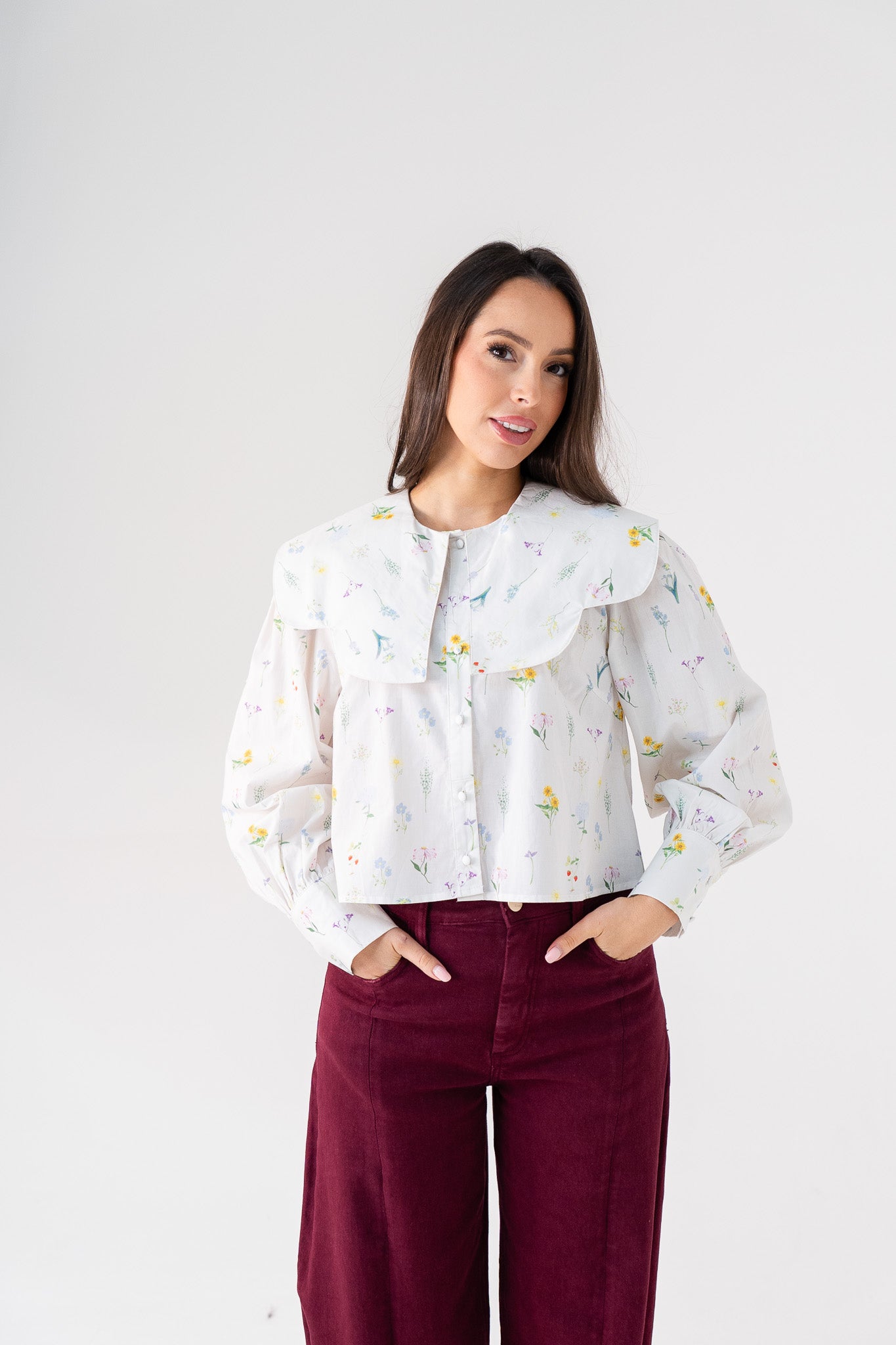 Daisy Oversize Collar Shirt In Floral