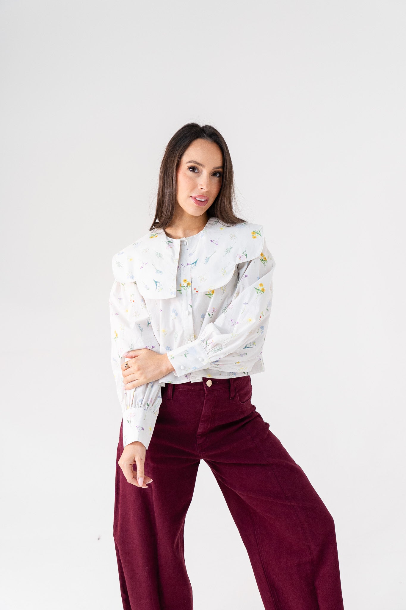 Daisy Oversize Collar Shirt In Floral