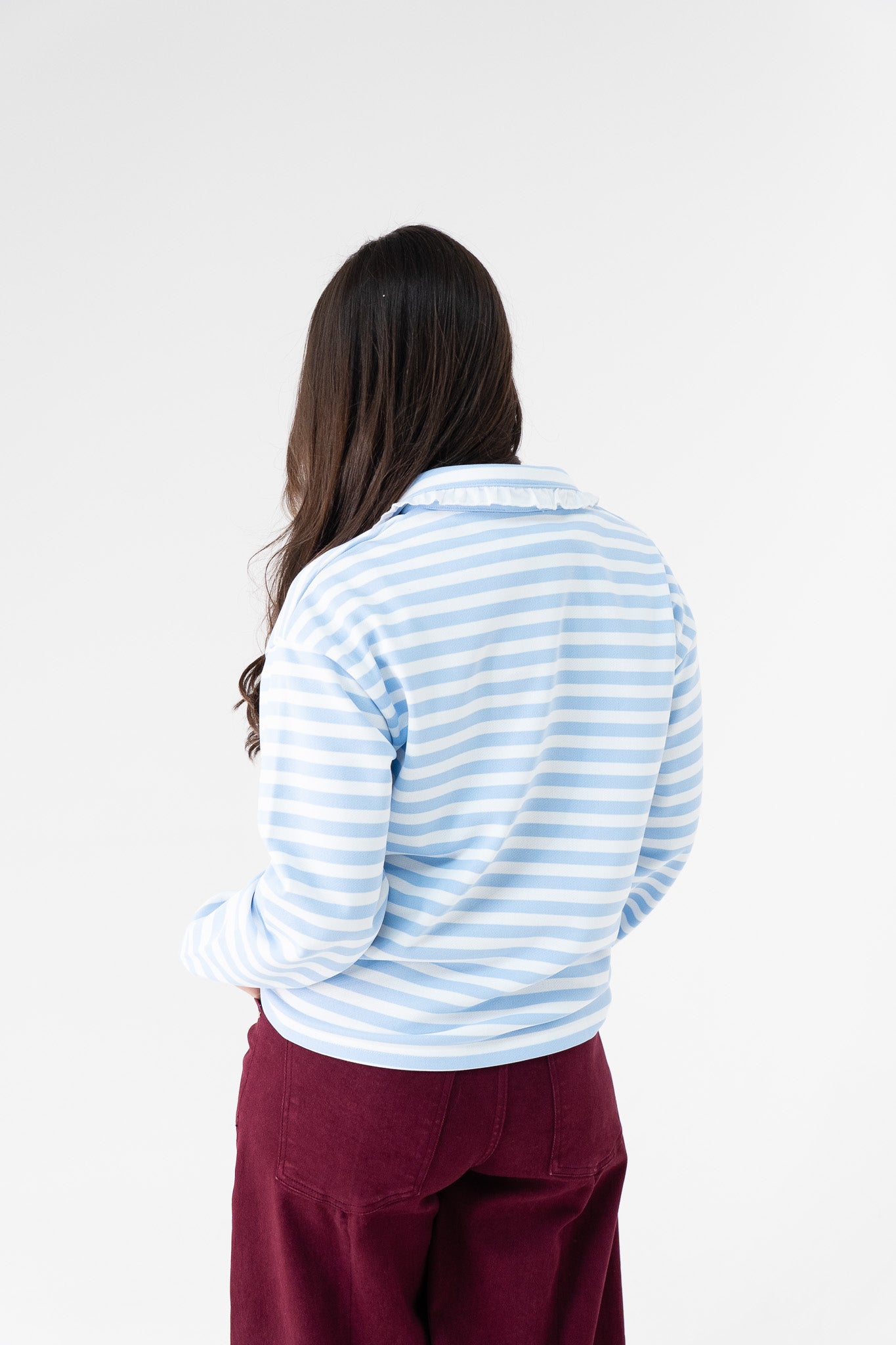 Daisy Stripe Rugby Top In Light Blue