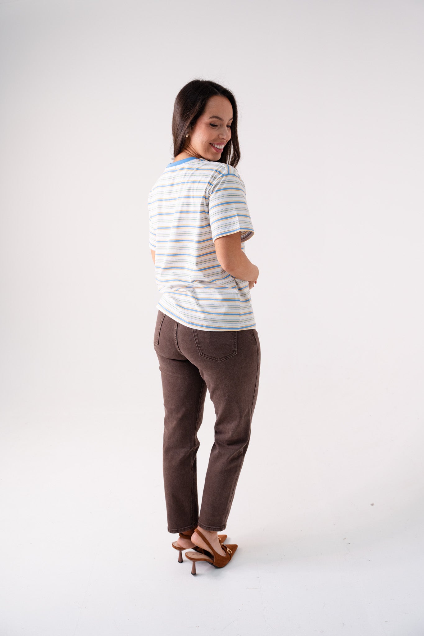 Daisy Stripe T-Shirt In Blue Mix