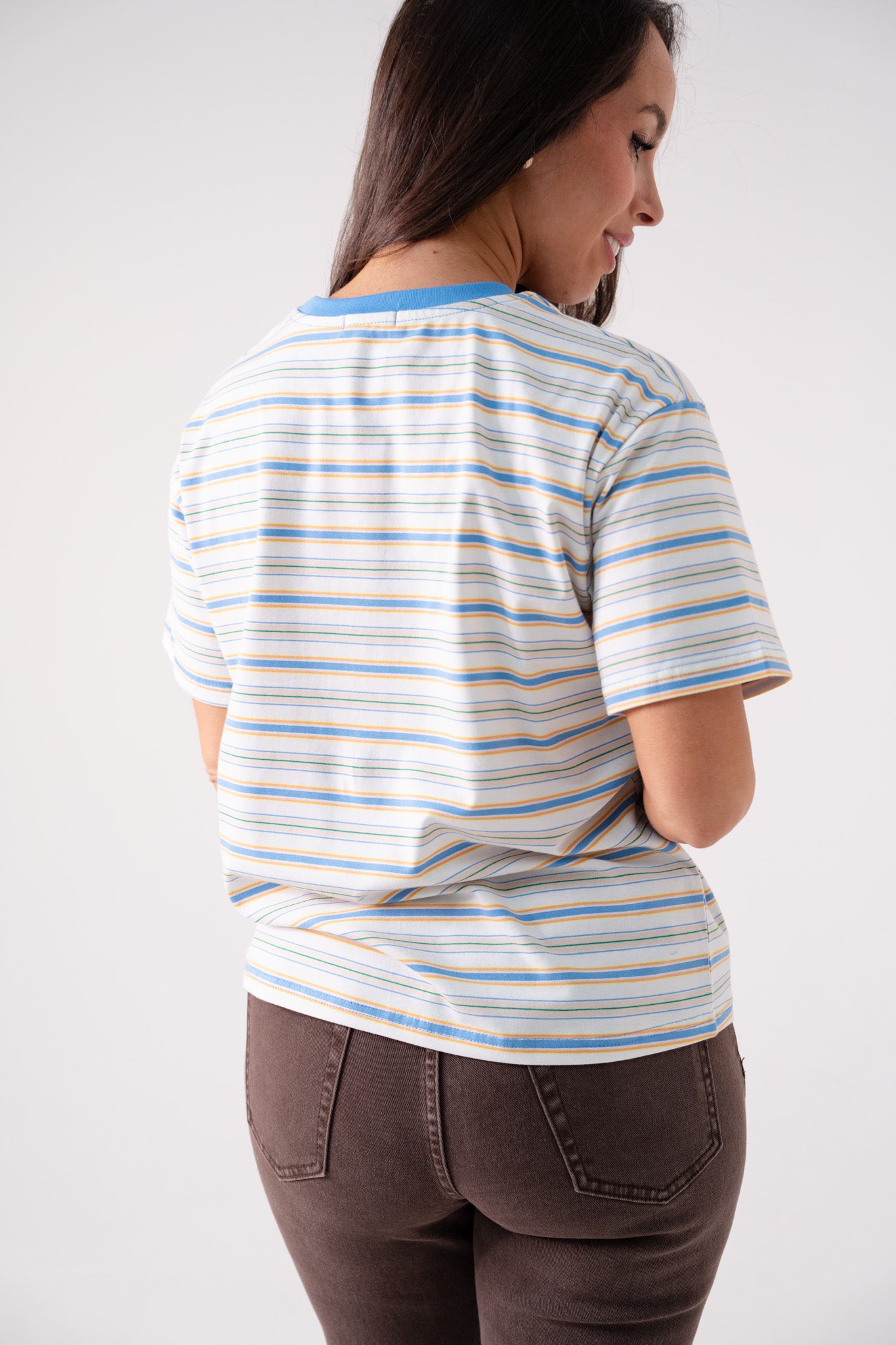 Daisy Stripe T-Shirt In Blue Mix