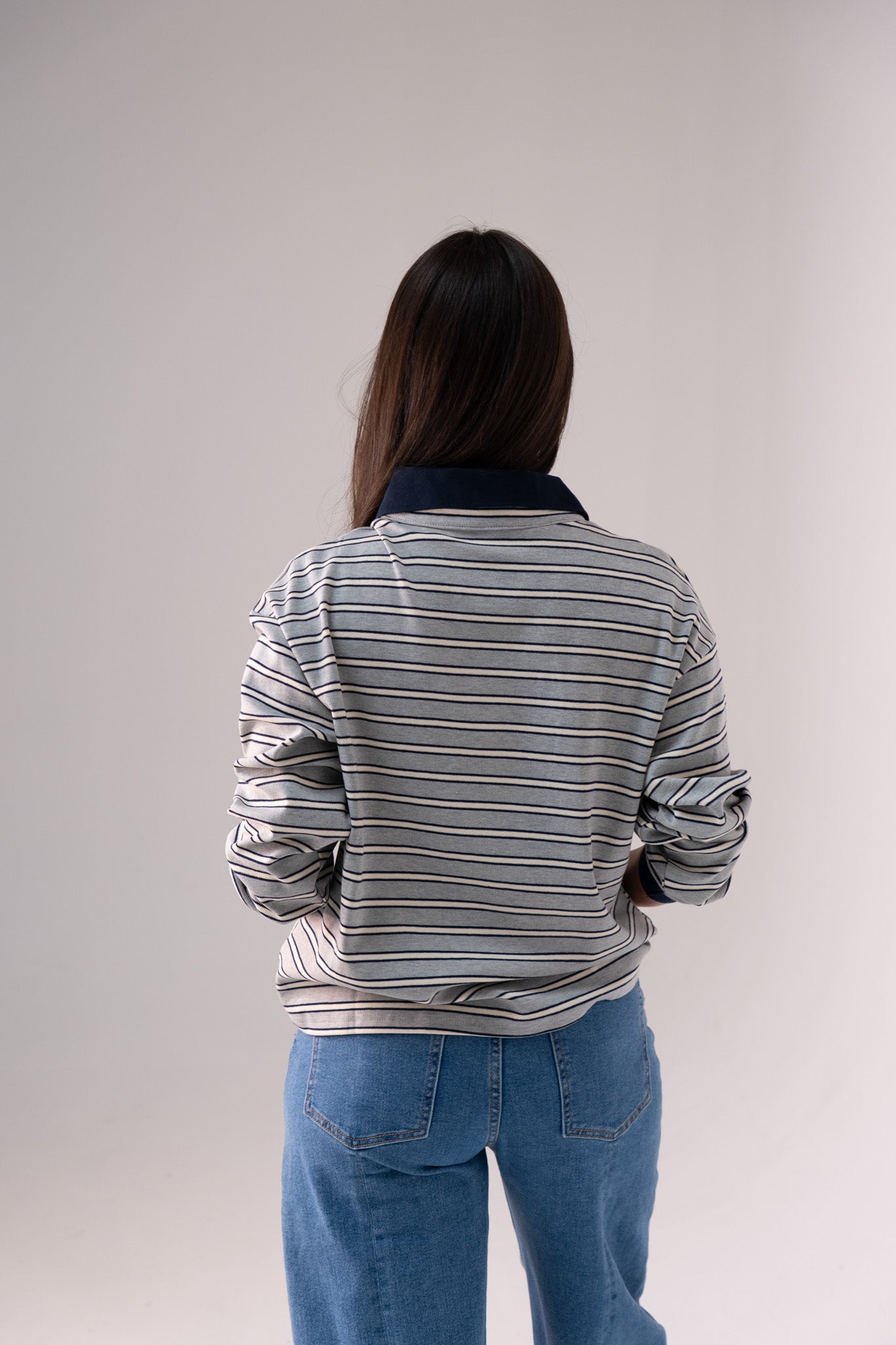 Daisy Stripe Top In Grey Mix