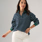Daisy Stripe Top In Navy Mix
