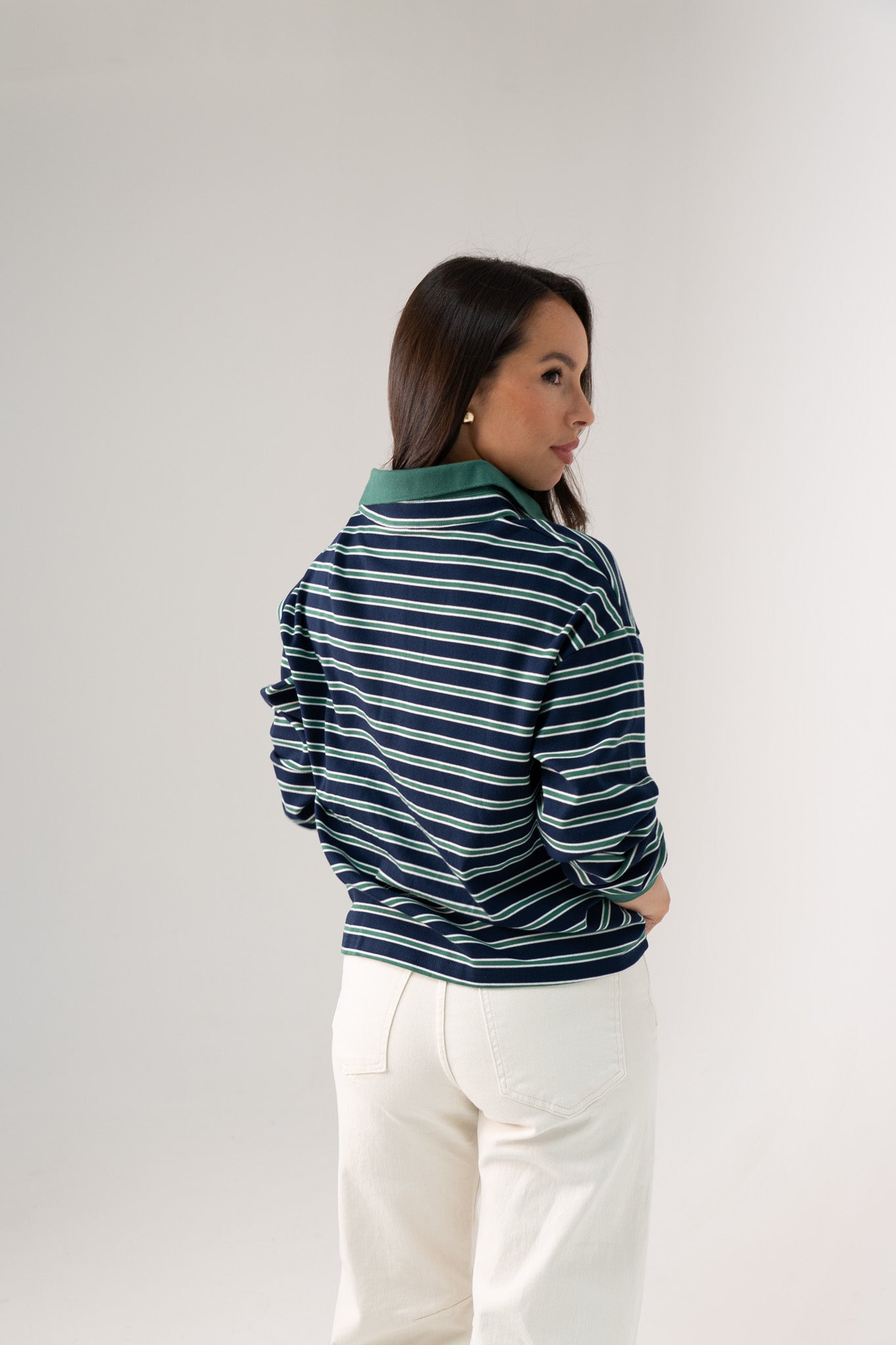 Daisy Stripe Top In Navy Mix