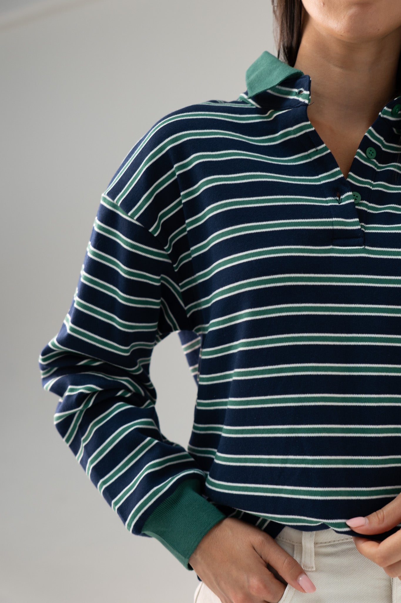 Daisy Stripe Top In Navy Mix