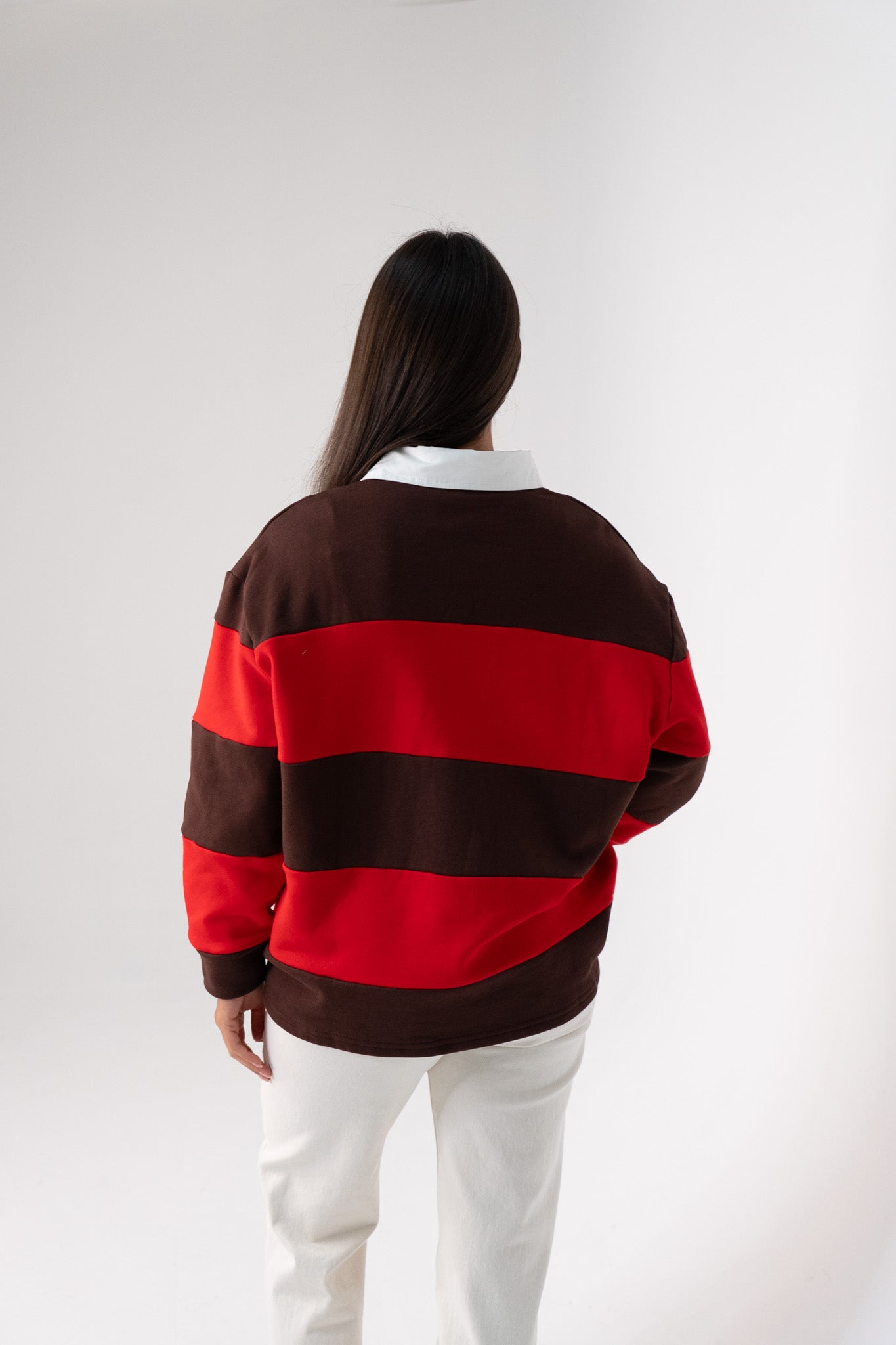 Daisy Rugby Top In Brown & Red