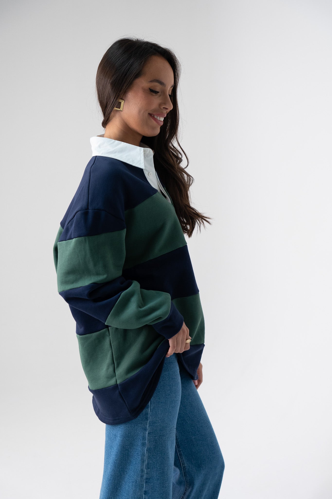 Daisy Rugby Top In Navy & Green