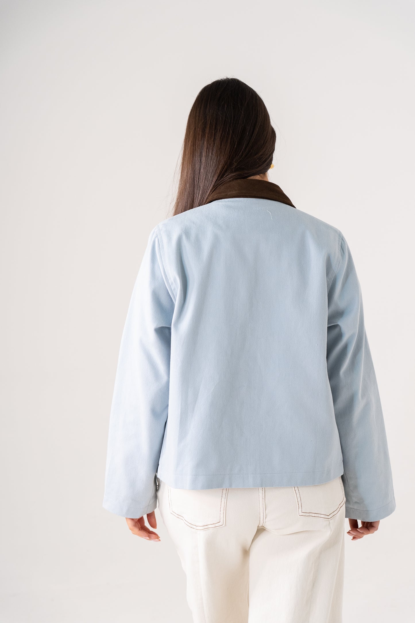 Daisy Contrast Collar Jacket In Blue