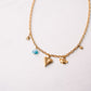 Olive Blue Stone Charm Necklace In Gold