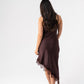 Ella Asymmetric Lace Trim Cami Dress In Brown