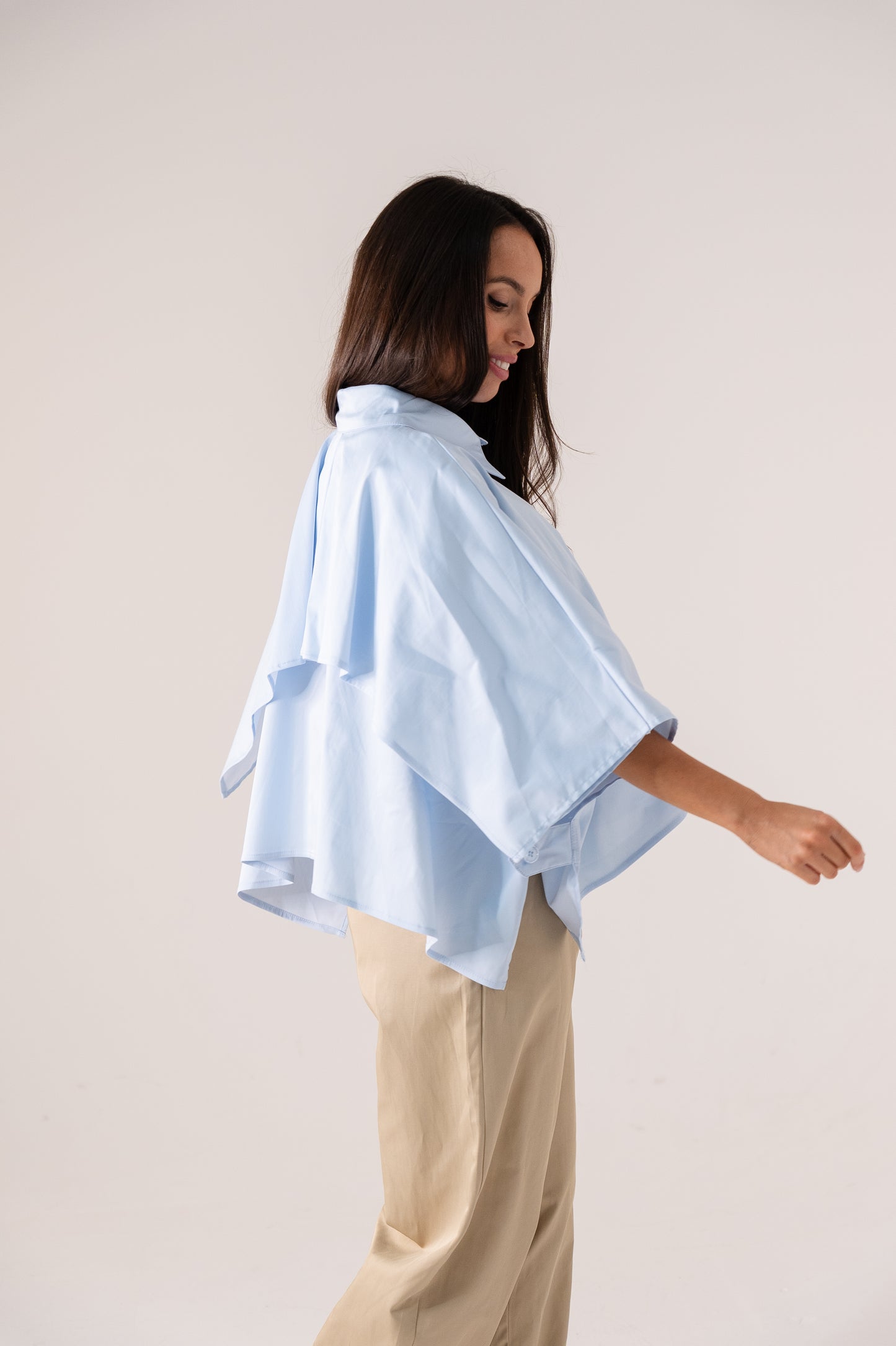 Ella Cape Style Shirt In Blue