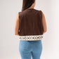 Ella Crochet Edge Waistcoat In Chocolate