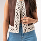 Ella Crochet Edge Waistcoat In Chocolate