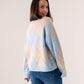 Ella Diamond Knit Jumper In Sky Blue Mix