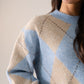 Ella Diamond Knit Jumper In Sky Blue Mix