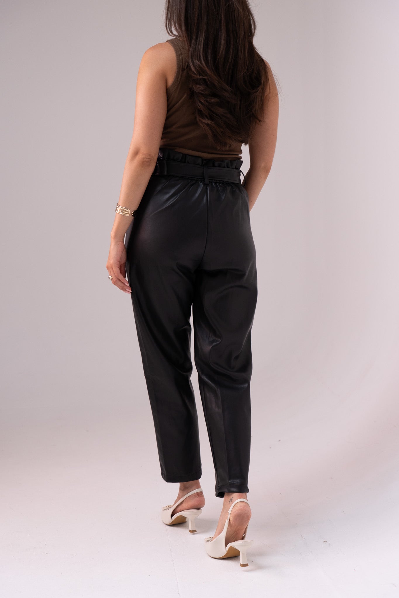 Ella Faux Leather Trousers In Black