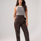 Ella Faux Leather Trousers In Chocolate