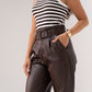Ella Faux Leather Trousers In Chocolate