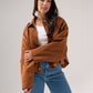 Ella Faux Suede Bomber Jacket In Camel