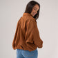 Ella Faux Suede Bomber Jacket In Camel