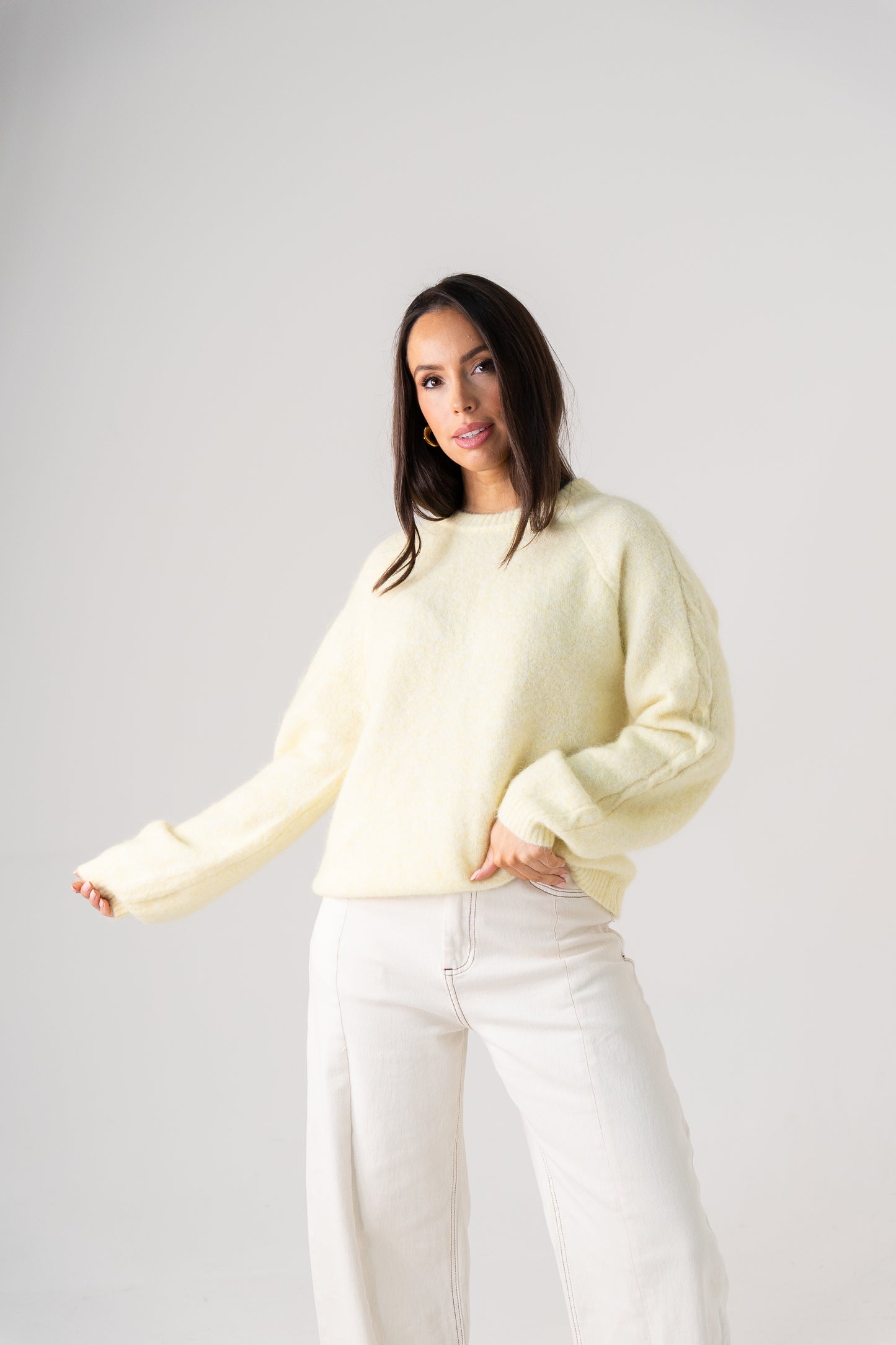Ella Round Neck Jumper In Lemon