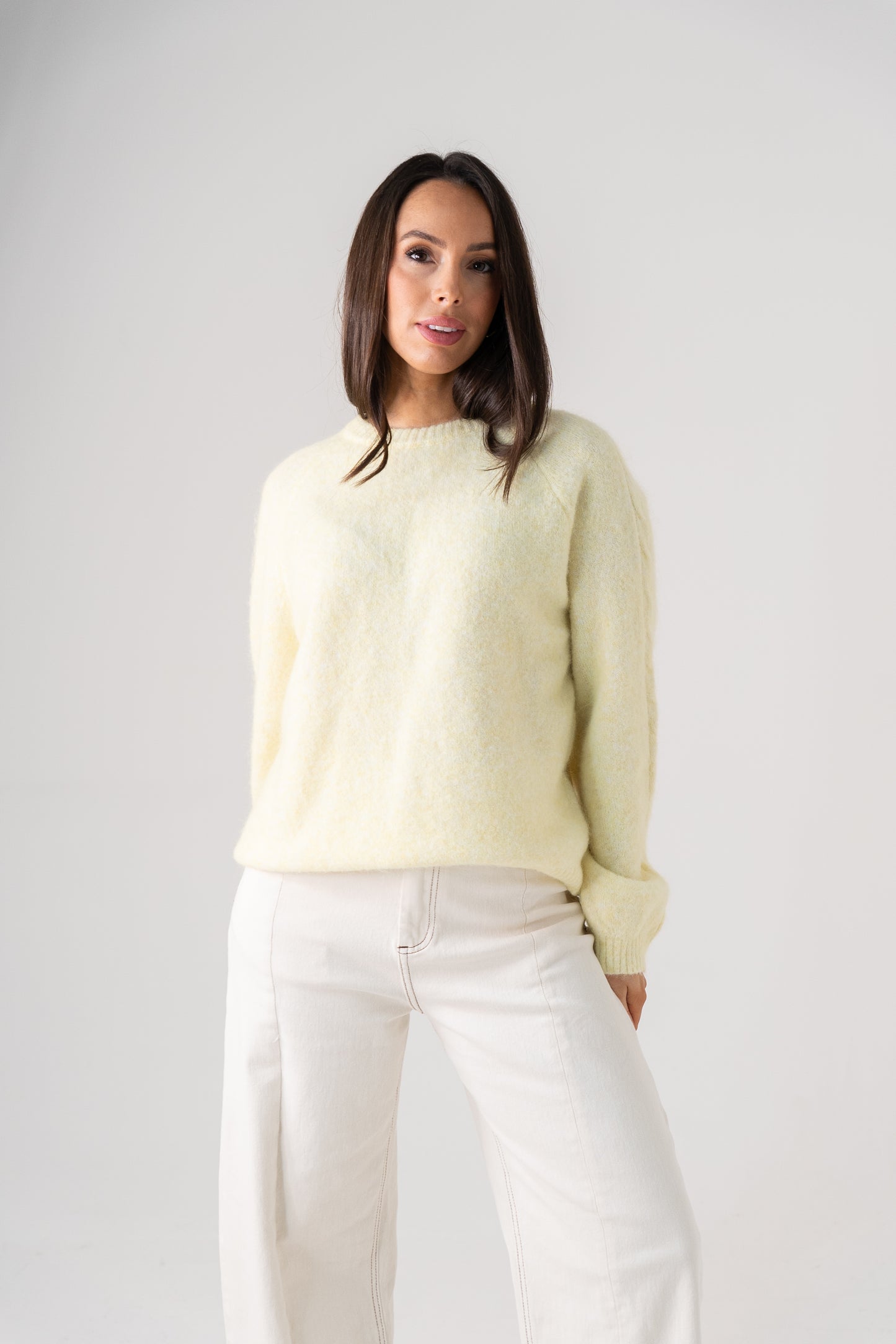 Ella Round Neck Jumper In Lemon