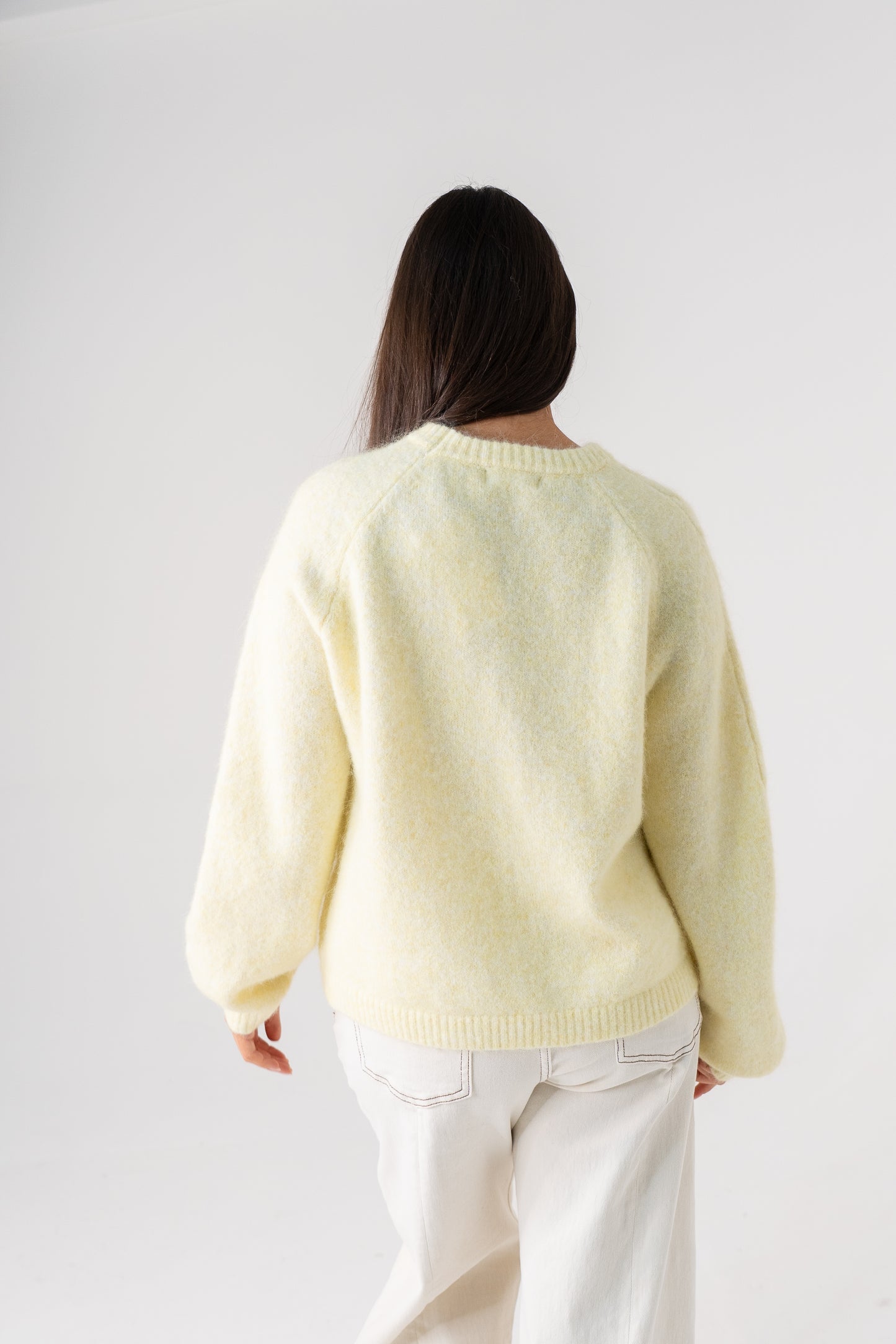 Ella Round Neck Jumper In Lemon