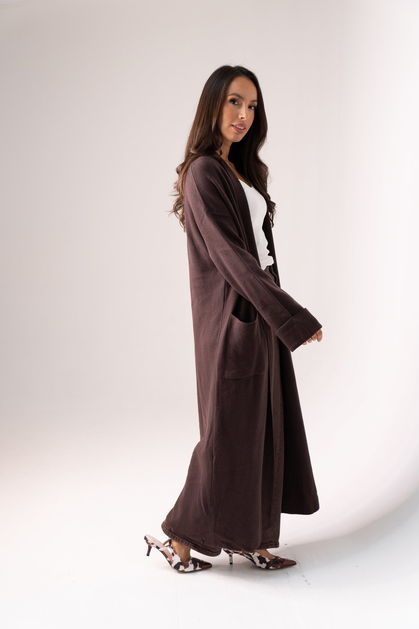 Ella Longline Cardigan In Chocolate