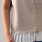 Ella Pleat Trim Waistcoat In Beige