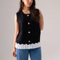 Ella Pleat Trim Waistcoat In Black