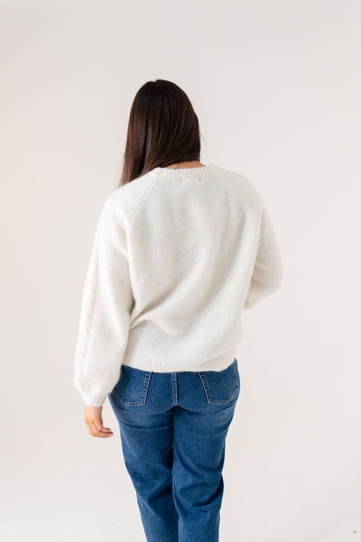 Ella Round Neck Jumper In Cream