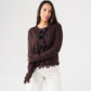 Elsa Bow Front Cardigan In Chocolate