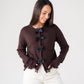 Elsa Bow Front Cardigan In Chocolate