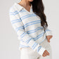 Ella Stripe Knit Jumper In Blue Mix