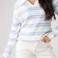 Ella Stripe Knit Jumper In Blue Mix