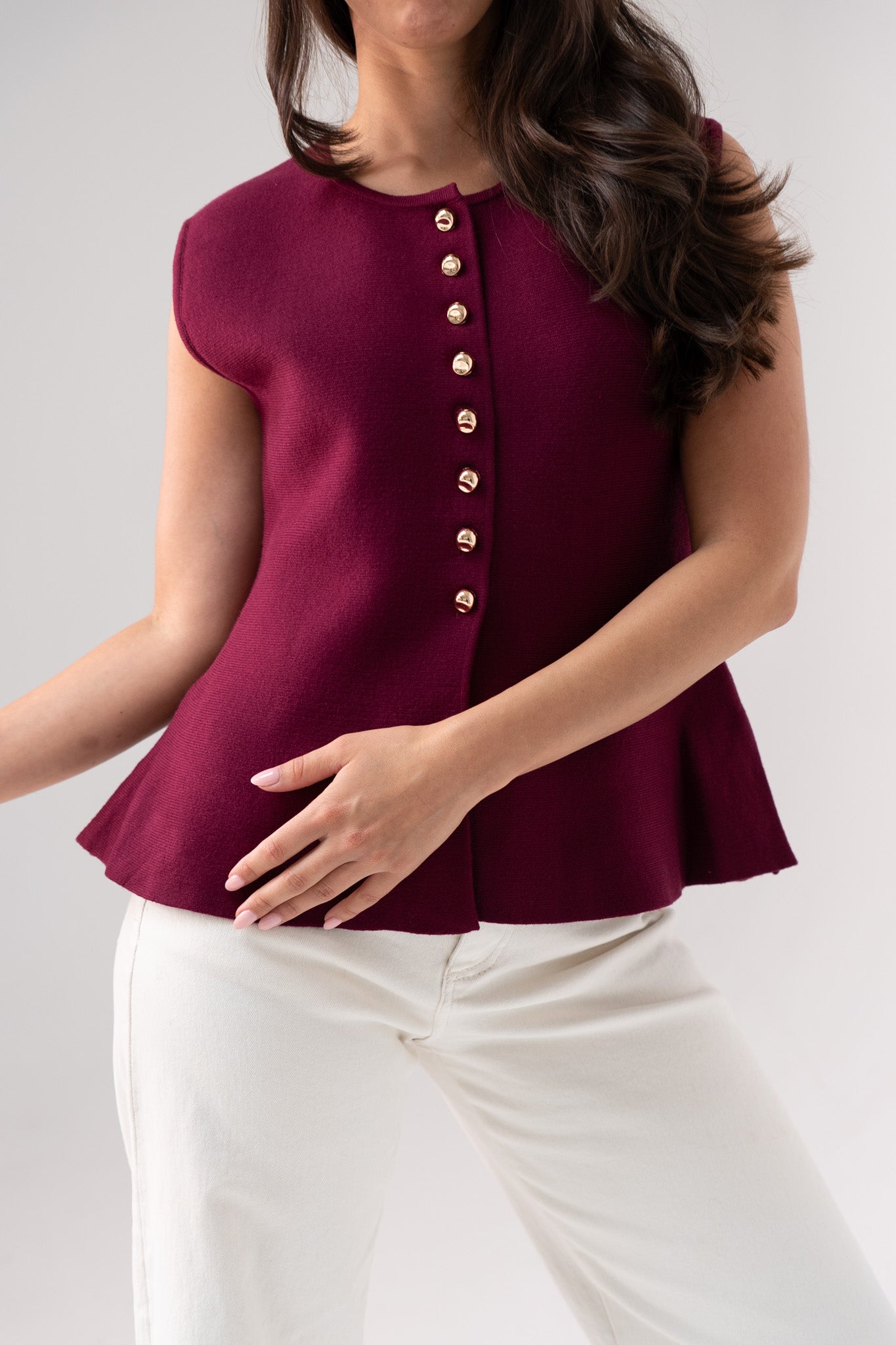 Ella Knit Waistcoat In Bordeaux