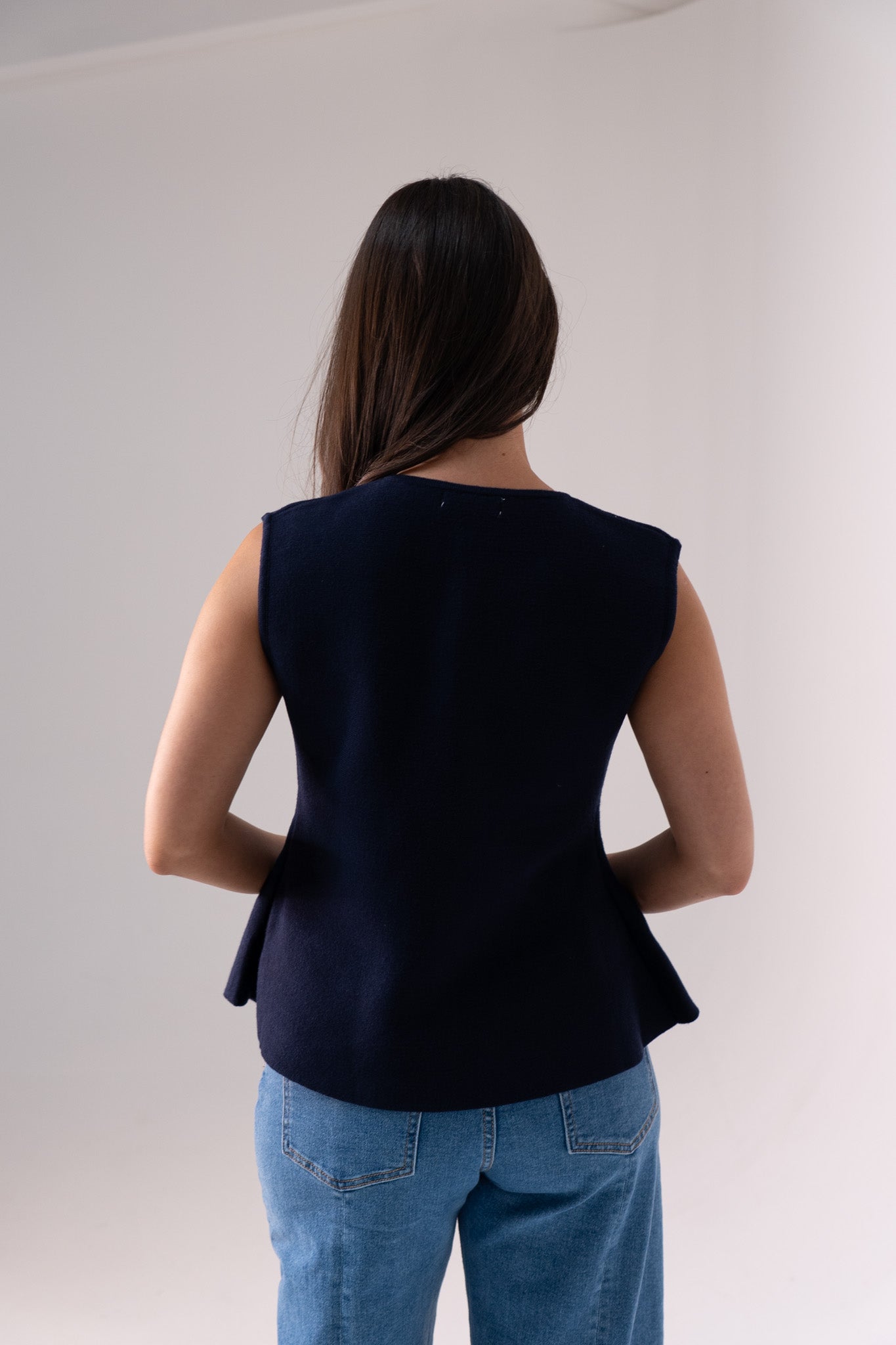 Ella Knit Waistcoat In Navy