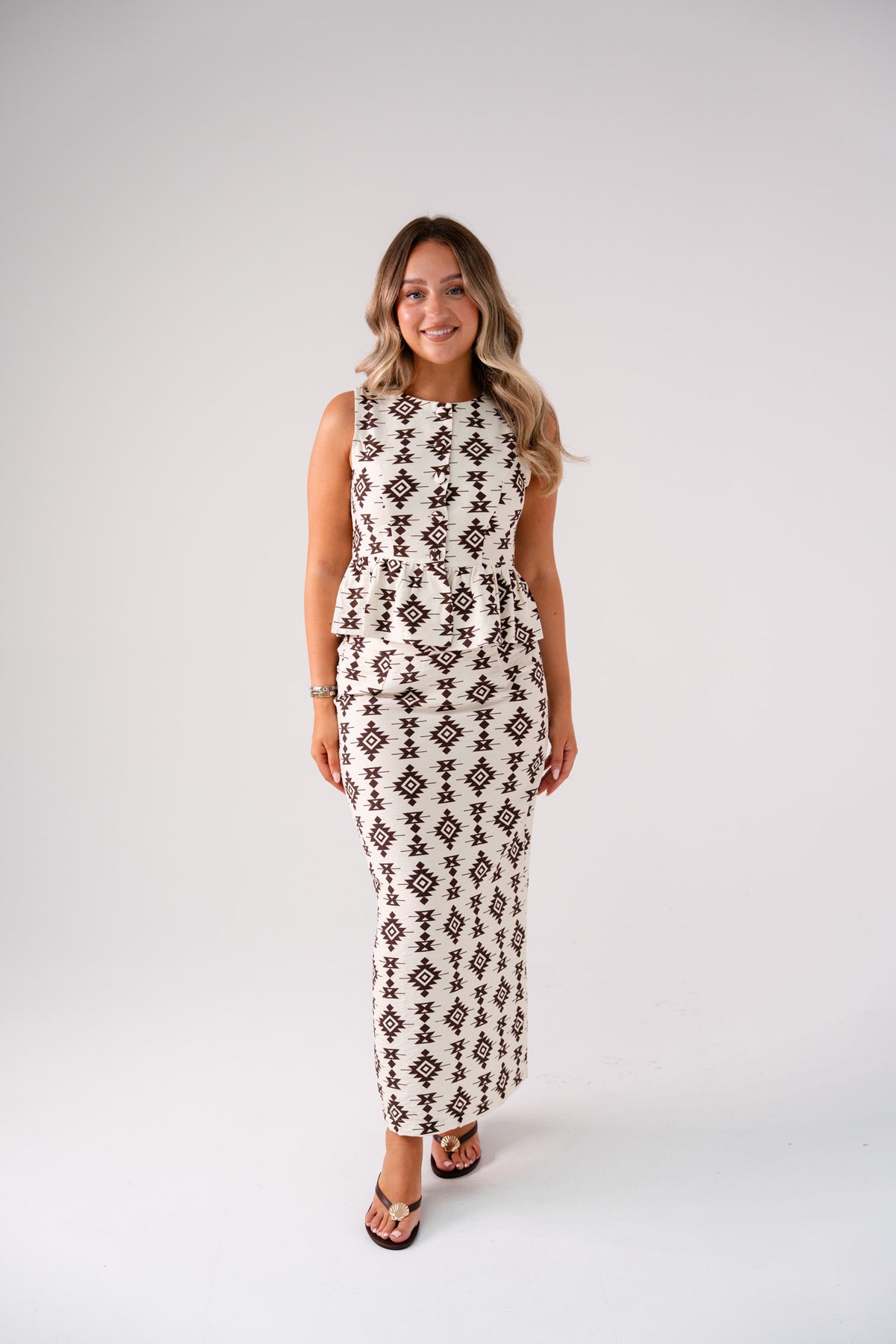 Elsa Aztec Print Skirt In Ivory