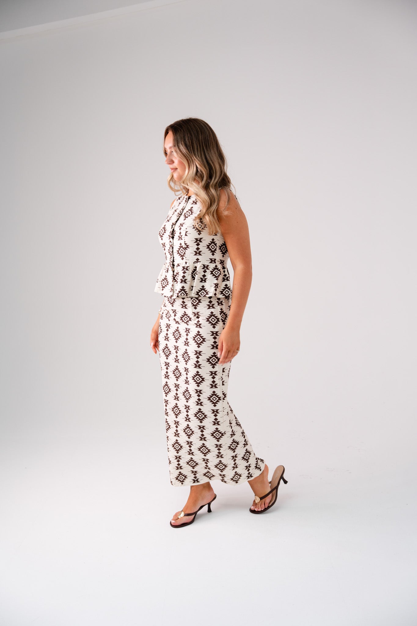 Elsa Aztec Print Skirt In Ivory