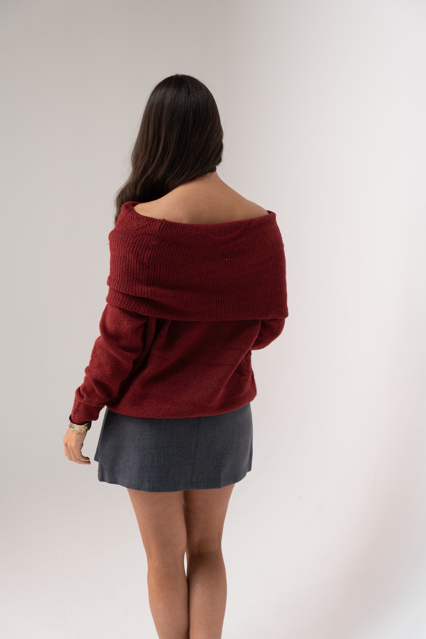 Elsa Bardot Jumper In Bordeaux